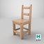 Modello 3D di sedia in legno per mobili - Risorsa dettagliata per progetti di interior design