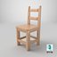 Modello 3D di sedia in legno per mobili - Risorsa dettagliata per progetti di interior design