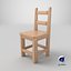 Modello 3D di sedia in legno per mobili - Risorsa dettagliata per progetti di interior design