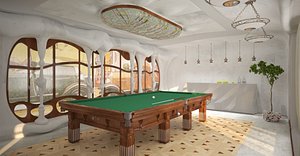 3D Casa Batllo Ar-nouveau interior design concept