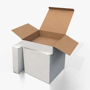3D Tuck Top Boxes &ndash; White  Cube and Flat Set model