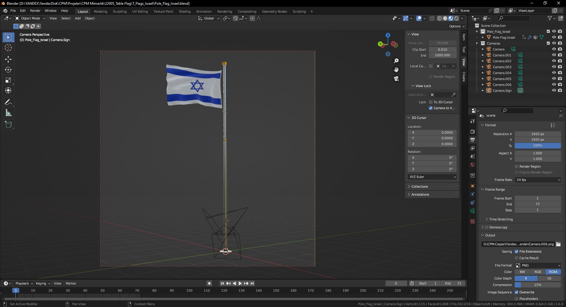 3D Pole Flag Israel - TurboSquid 2097877