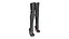 Black Leather Long Knee High Heel Boots