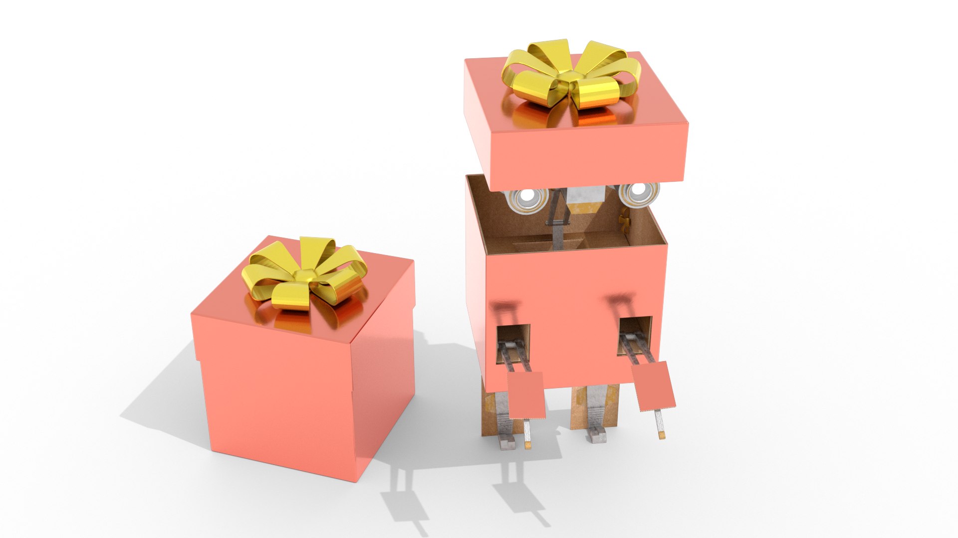 3D Model Gift Present Robot Rigged Low-poly - TurboSquid 2004149