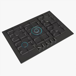Gas Hob 5 Burners Glass Black
