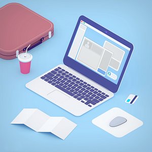 Laptop in toon 3d style