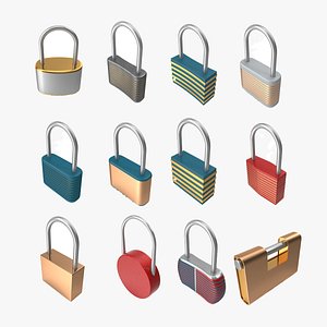 3D Metal Padlock Bundle &ndash; High Quality Security Lock Models
