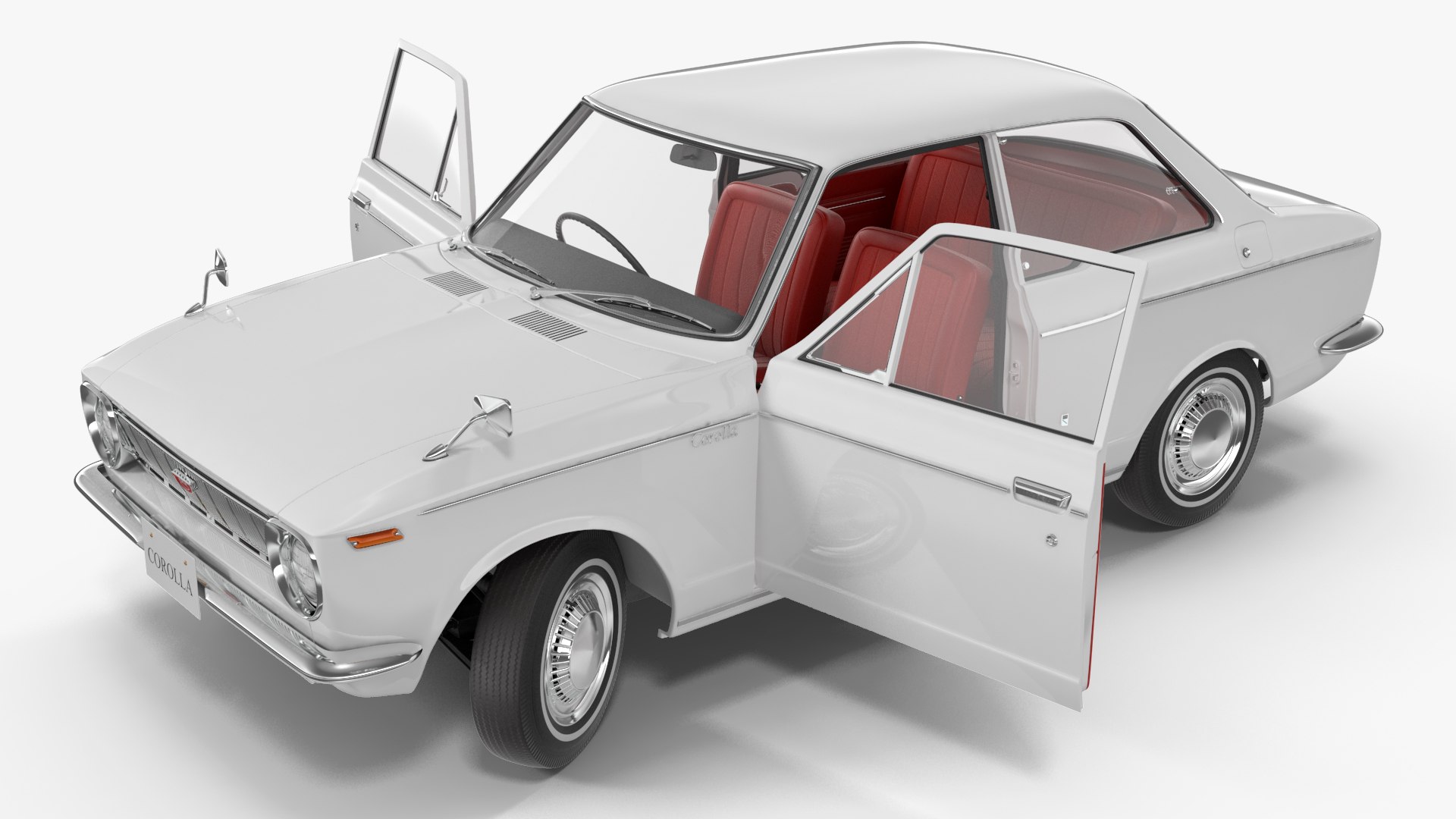 1st Gen Toyota Corolla E10 1966 White Rigged 3D model https://p.turbosquid.com/ts-thumb/jH/DBf05r/SL/1stgentoyotacorollae101966whiterigged3dsmodel017/jpg/1695241421/1920x1080/fit_q87/3cfdf7a11c1b8c28a2aaa645724e01909656611a/1stgentoyotacorollae101966whiterigged3dsmodel017.jpg