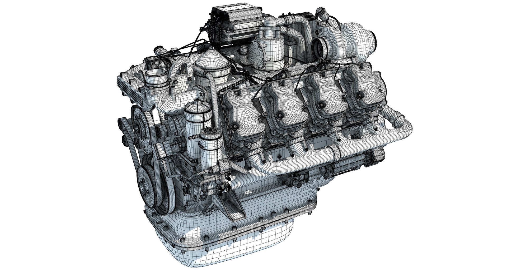 3d V8 Diesel Power Generation Model