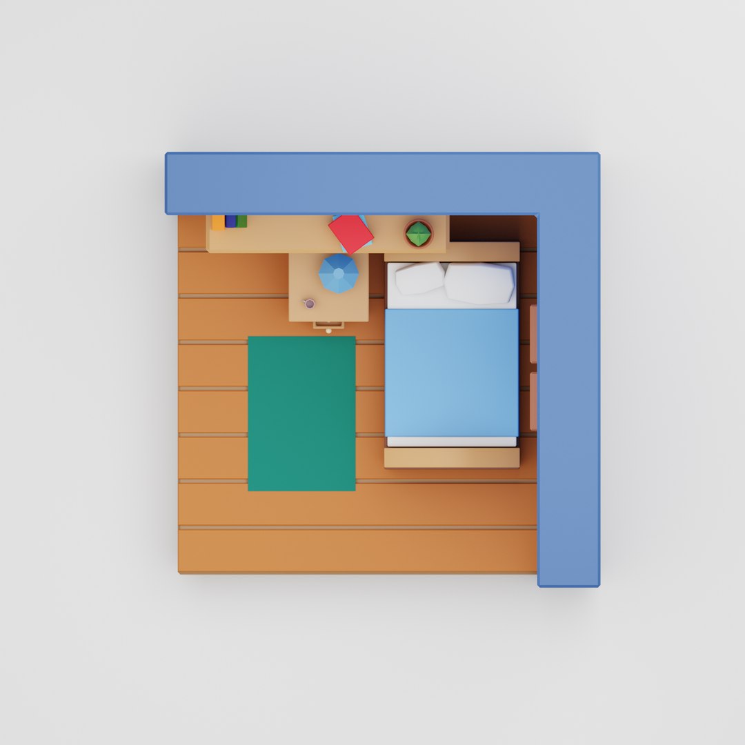 Isometric Bedroom 3d Model Turbosquid 1833181 6052