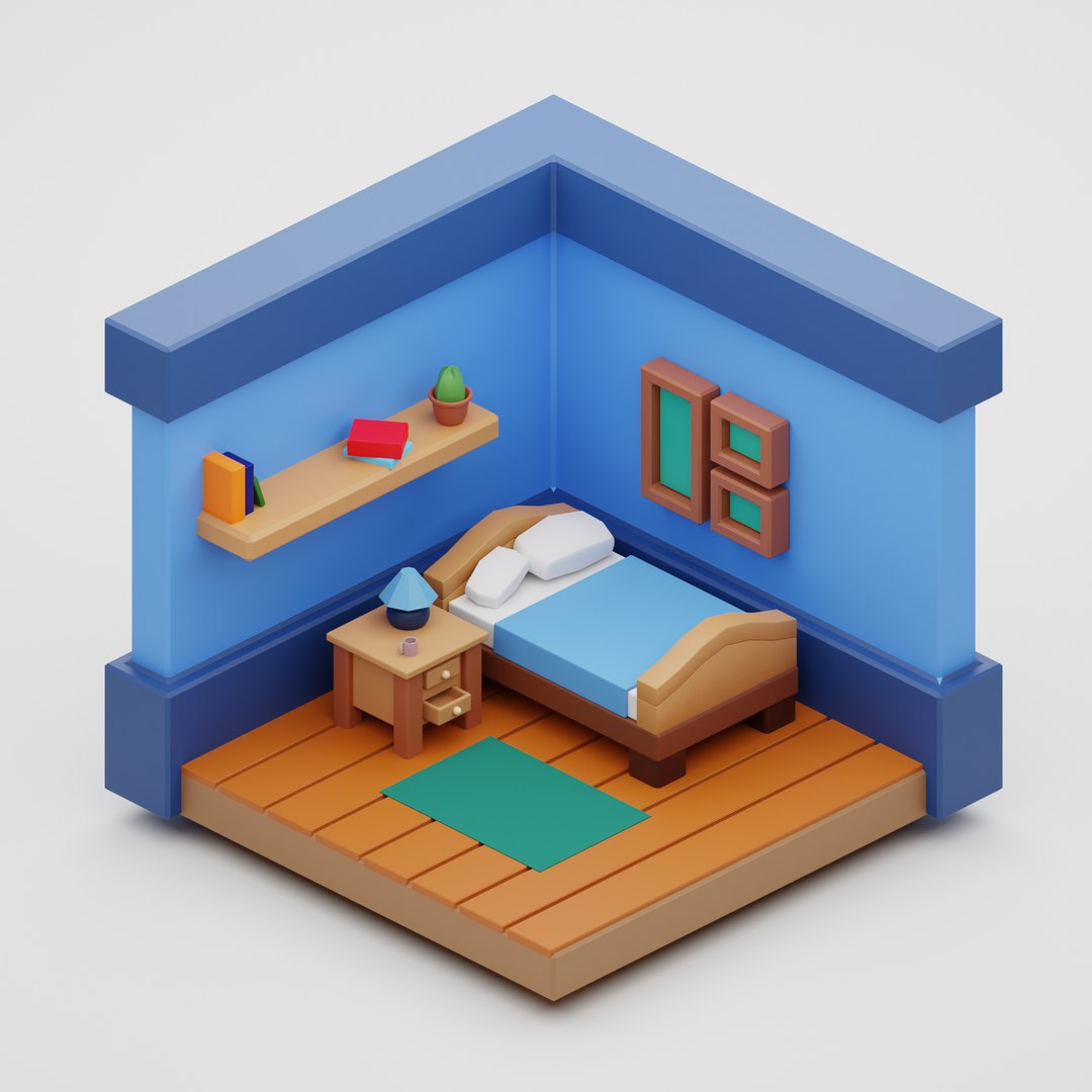 Isometric Bedroom 3d Model Turbosquid 1833181 9156