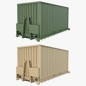 Military Container With Flat Rack 3D model