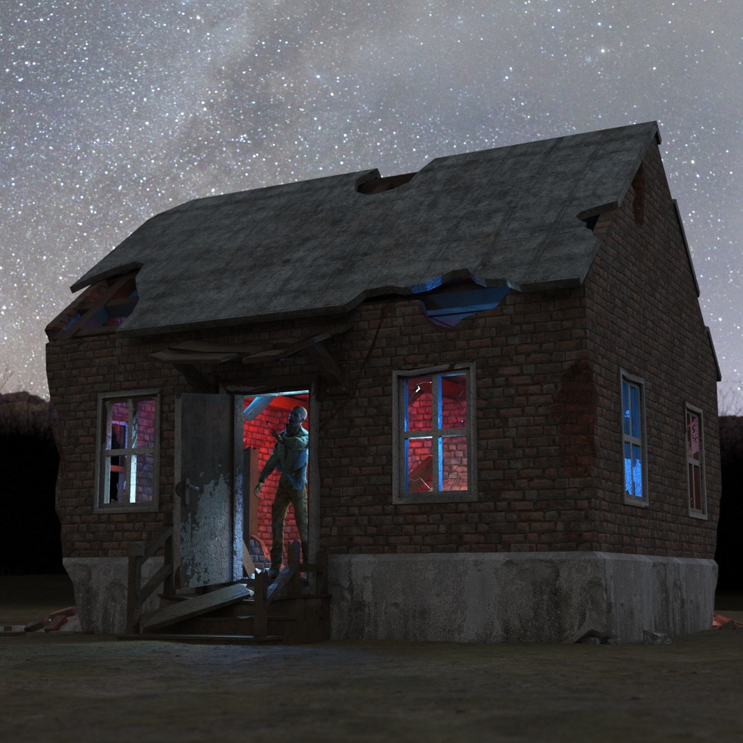 Destroyed Zombie Country House 3D model preview