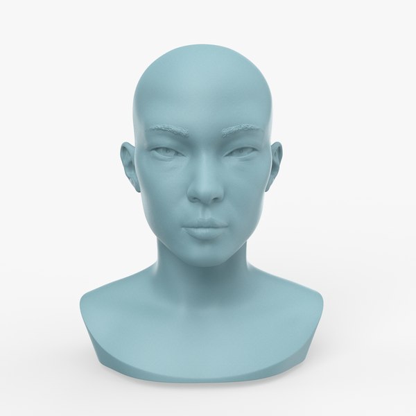 Asian Girl Head Print Ready 3D model