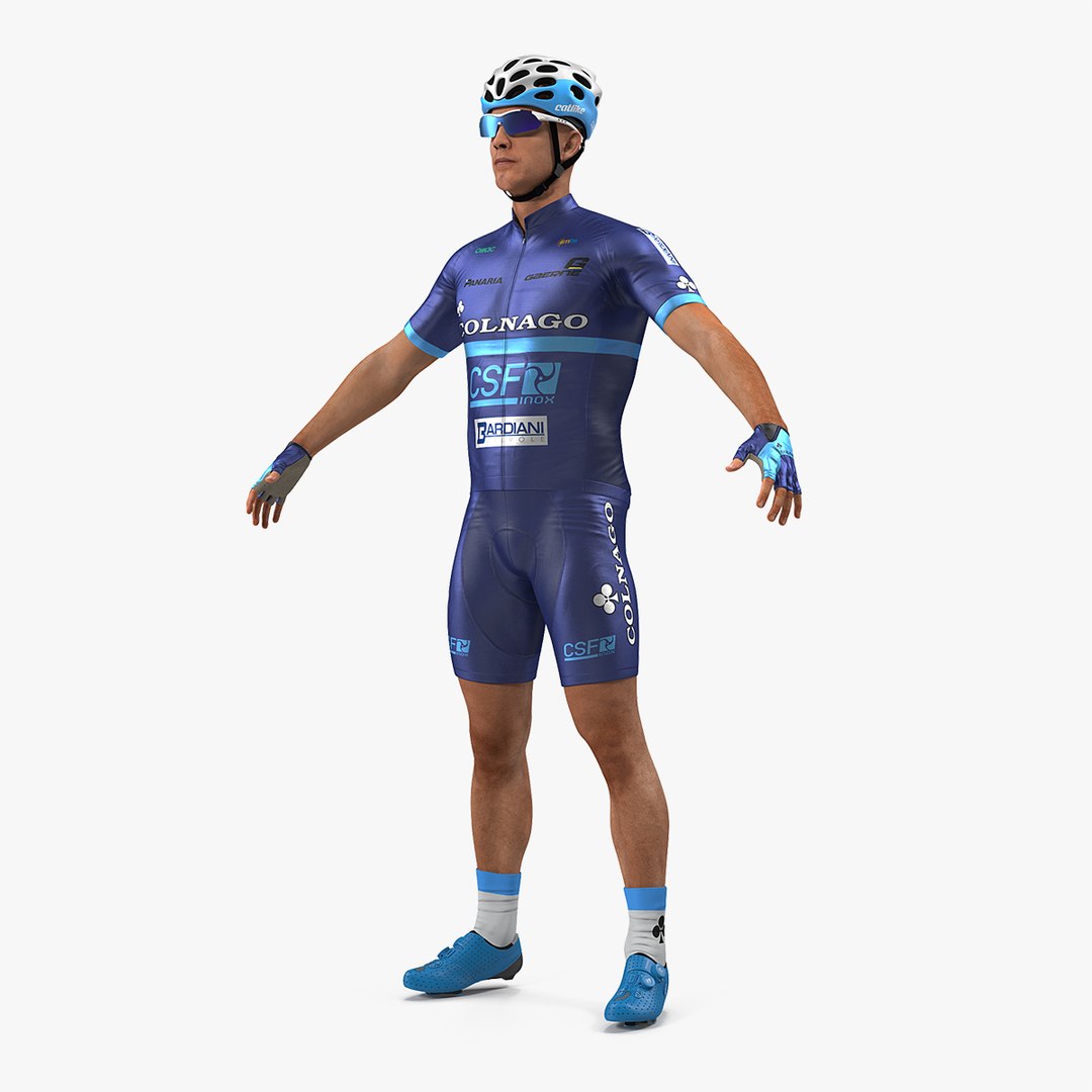 Athlete Cyclist Blue Rigged 3D Model preview