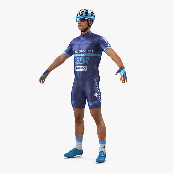 athlete cyclist blue rigged 3D model