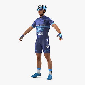 Athlete Cyclist Blue Rigged 3D Model
