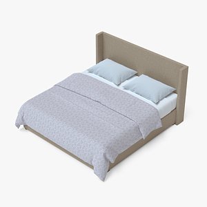 Beige Fabric Bed