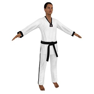 female taekwondo 4 woman 3D model