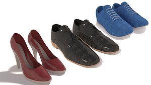 3D model Man and Woman Shoes and Sports Shoes