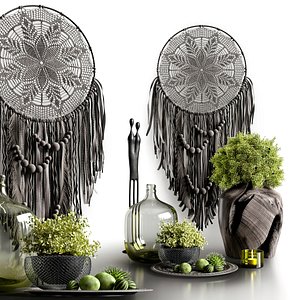 Decorative set in dark colors 3D model