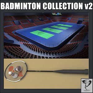 badminton racket shuttlecock obj