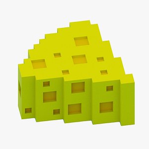Voxel Cheese Piece 3D model
