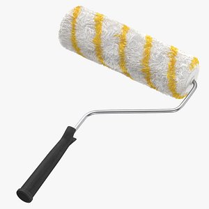Paint Roller 9 Inch Cover On and Dirty 3D model
