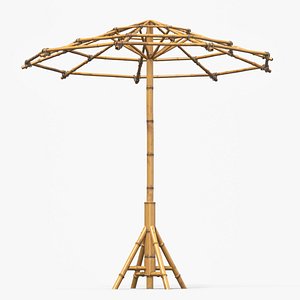 Bamboo Beach Umbrella Frame 3D model