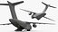 3D Embraer Millennium C 390 Military Aircraft Gray Simplified