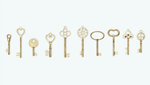 Collection of 10 warded keys 3D model