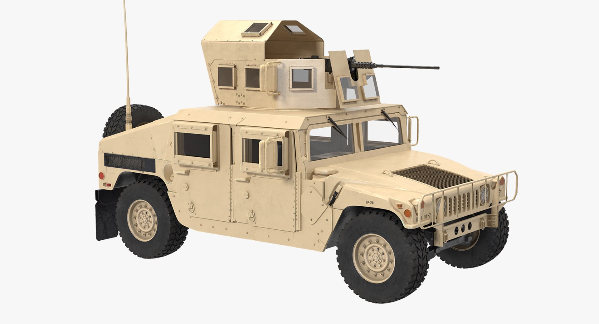 Humvee M1151 Enhanced Armament Carrier Simple Interior Desert 3D model preview