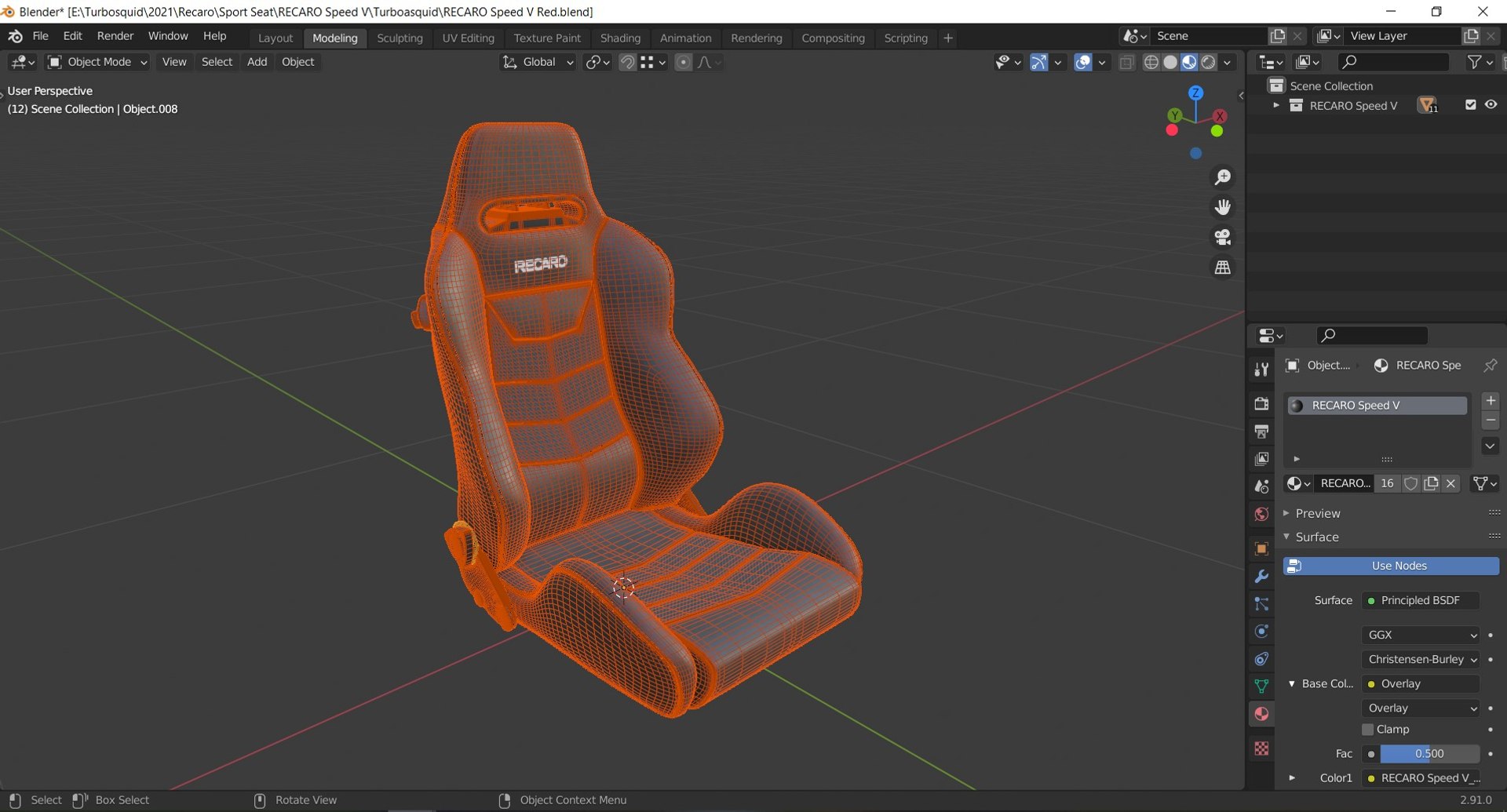 RECARO Speed V Red Seat 3D - TurboSquid 1772805