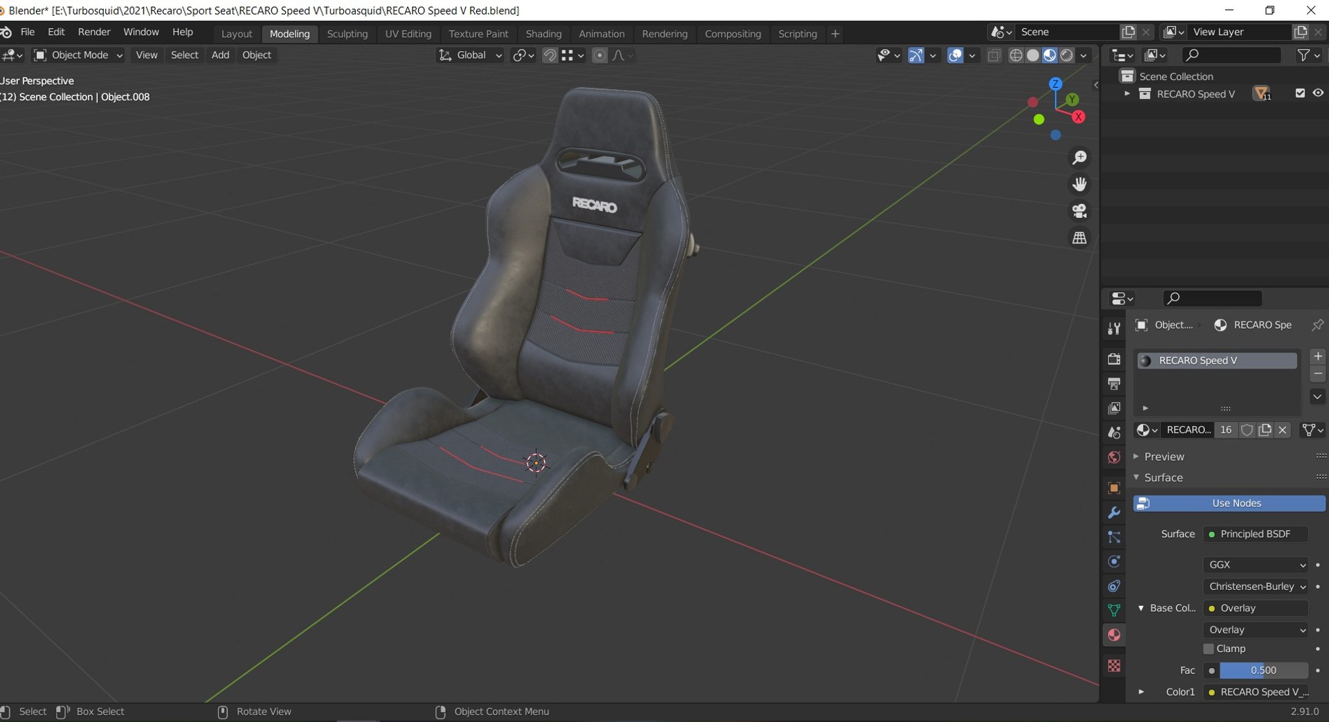 RECARO Speed V Red Seat 3D - TurboSquid 1772805