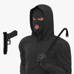 Robber Wearing Mask and Hood Rigged