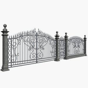 3d wrought fence model