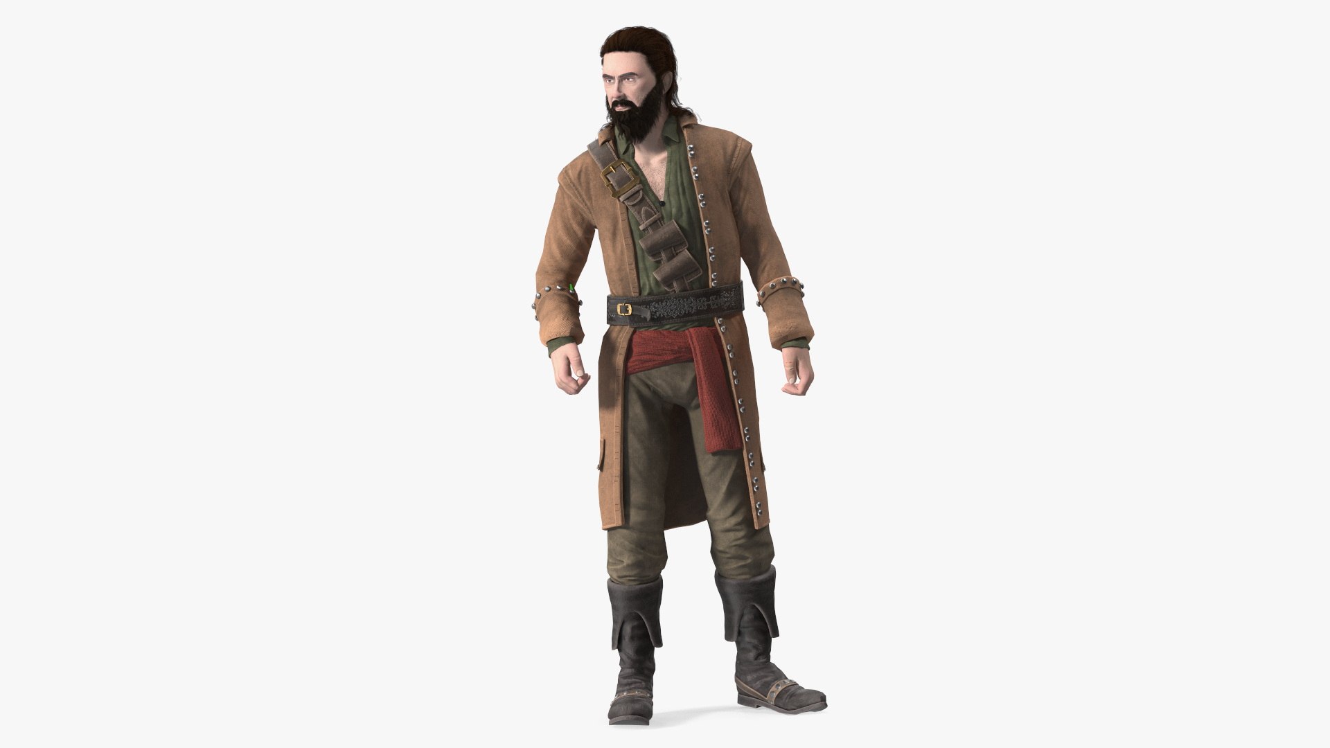 Rogue Pirate Man Rigged 3D model preview