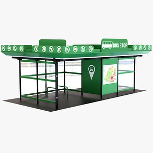Public Bus Stop Shelter 3D