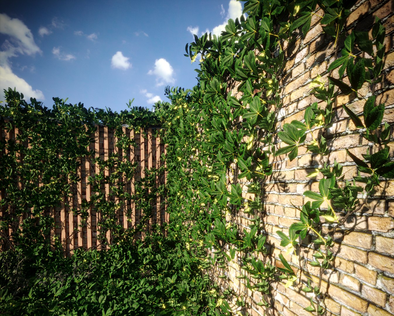 Fence Ivy Vine Brick Wood Wall 3D Model TurboSquid 1802854