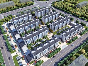 3D Mid-Rise Apartment Complex Exterior - Masterplan