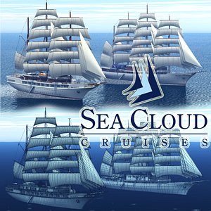3D dreamscape sea cloud cruise ship model