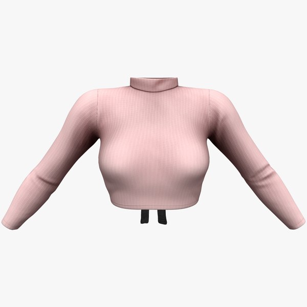 Bow Tied Open Back Turtle Neck Long Sleeve Crop Sweater Top model