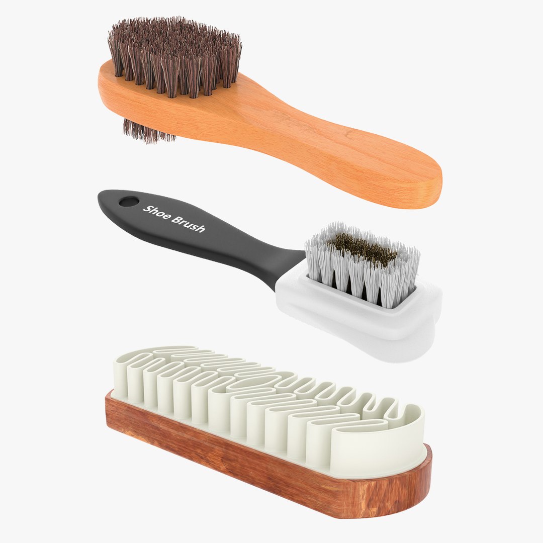 Shoe Cleaning Brushes Collection 3D model preview