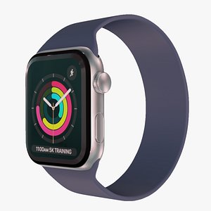 3D Apple Watc 3 - Silver Aluminium Case with Abyss blue Solo Loop