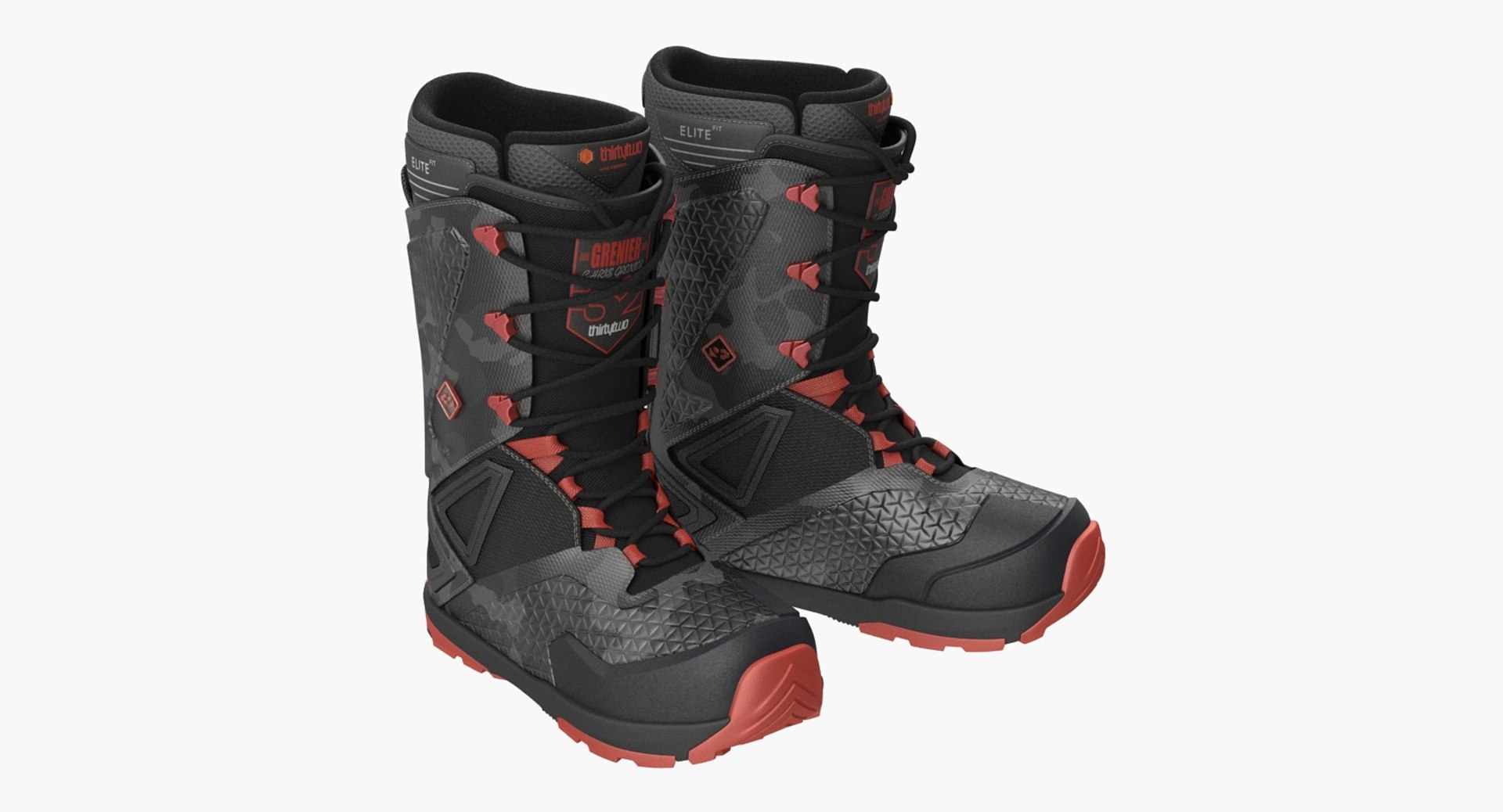 Camo Black Boots 3D model preview