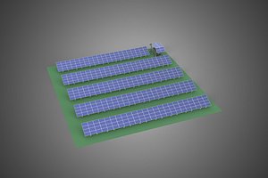 SOLAR PANEL POWER STATION PLANT GENERATION ARRAY ROW FIELD FARM 3D model