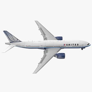 Boeing 777 200ER United Airlines Rigged 3D Model