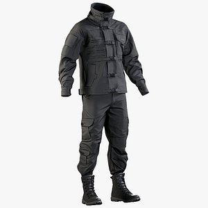 3D realistic black swat uniform model