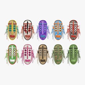 3D 10 Tribal Masks F Collection - Costume Character Design