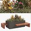 Jardinière de fleurs moderne avec banc en bois